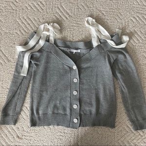 English Factory Off Shoulder Ribbon Sweater